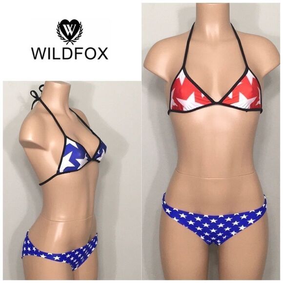 WILDFOX patriotic reversible mixed bikini. NWT - Picture 1 of 8